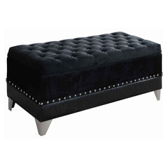 Best Furniture Outlet - Coaster - Barzini Velvet Upholstered Tufted Storage Bench Black - 300644
