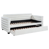 Best Furniture Outlet - Coaster - Patricia Boucle Upholstered Twin Day Bed with Trundle White - 300716