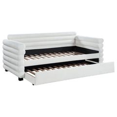 Best Furniture Outlet - Coaster - Patricia Boucle Upholstered Twin Day Bed with Trundle White - 300716