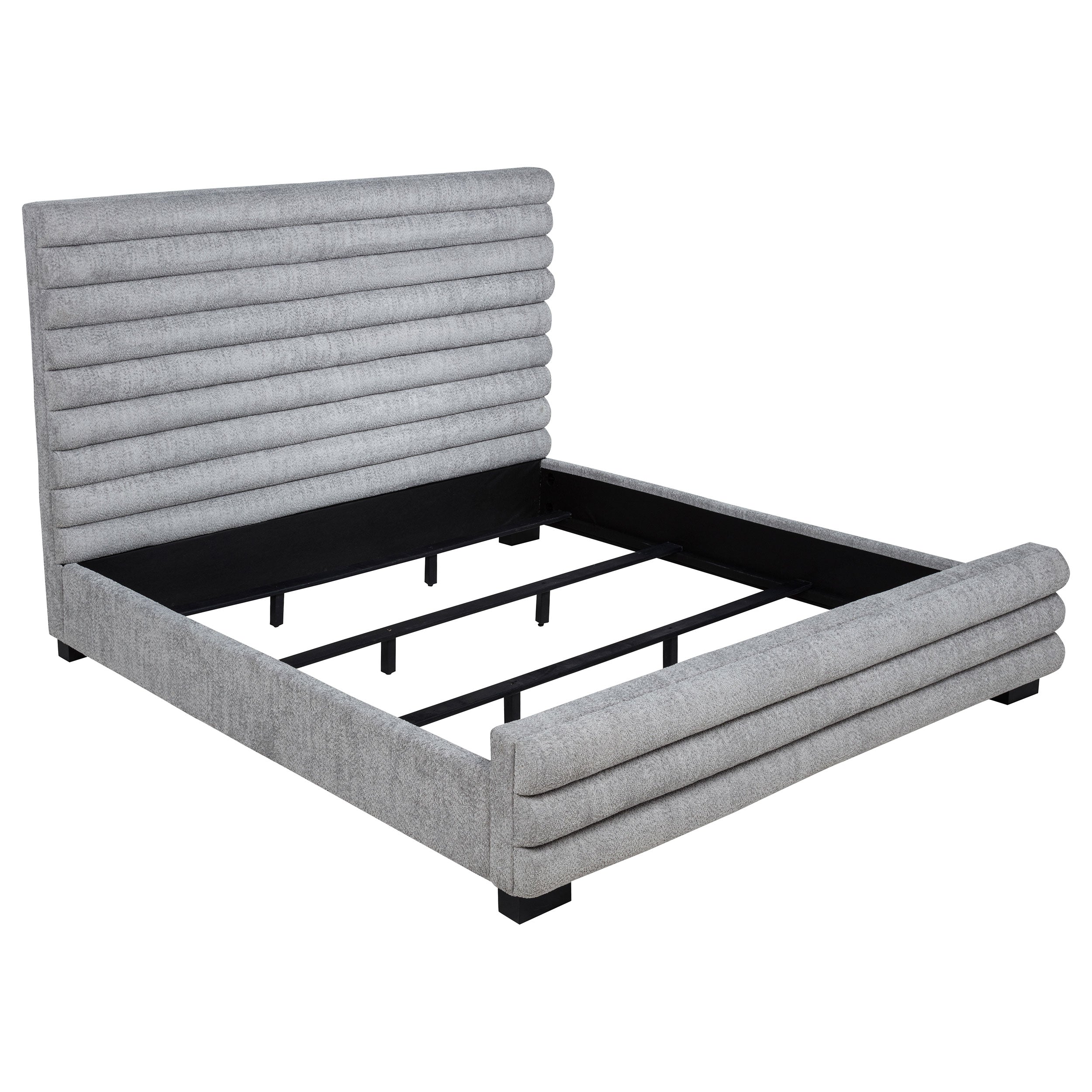 Best Furniture Outlet - Coaster - Patricia 58-inch Boucle Upholstered Eastern King Bed Grey - 300719KE