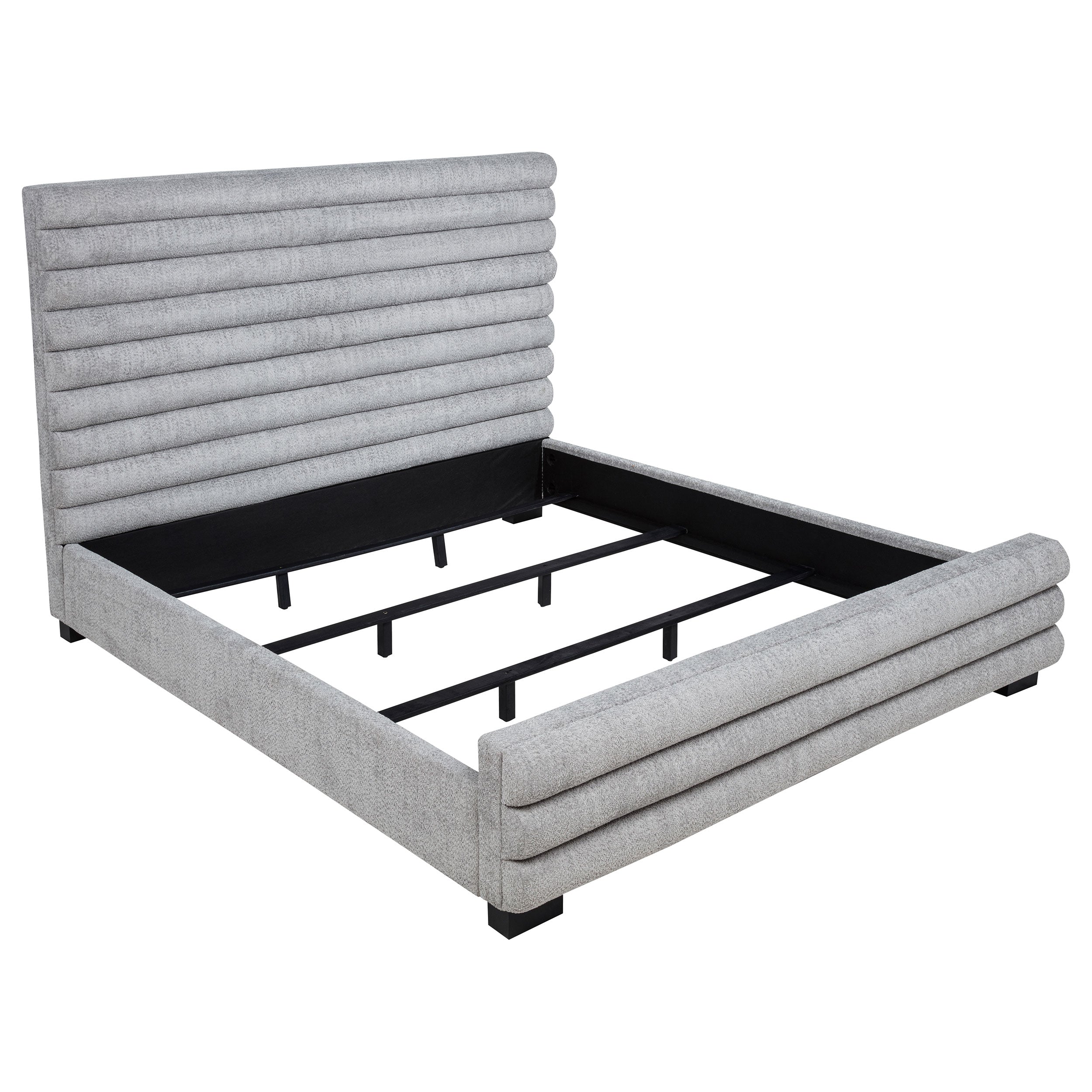 Best Furniture Outlet - Coaster - Patricia 58-inch Boucle Upholstered California King Bed Grey - 300719KW