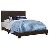 Best Furniture Outlet - Coaster - Dorian Faux Leather Upholstered Queen Panel Bed Brown - 300762Q