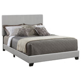 Best Furniture Outlet - Coaster - Dorian Faux Leather Upholstered Eastern King Panel Bed Grey - 300763KE