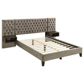 Best Furniture Outlet - Coaster - Marley Upholstered Eastern King Wall Panel Bed Light Brown - 300833KE