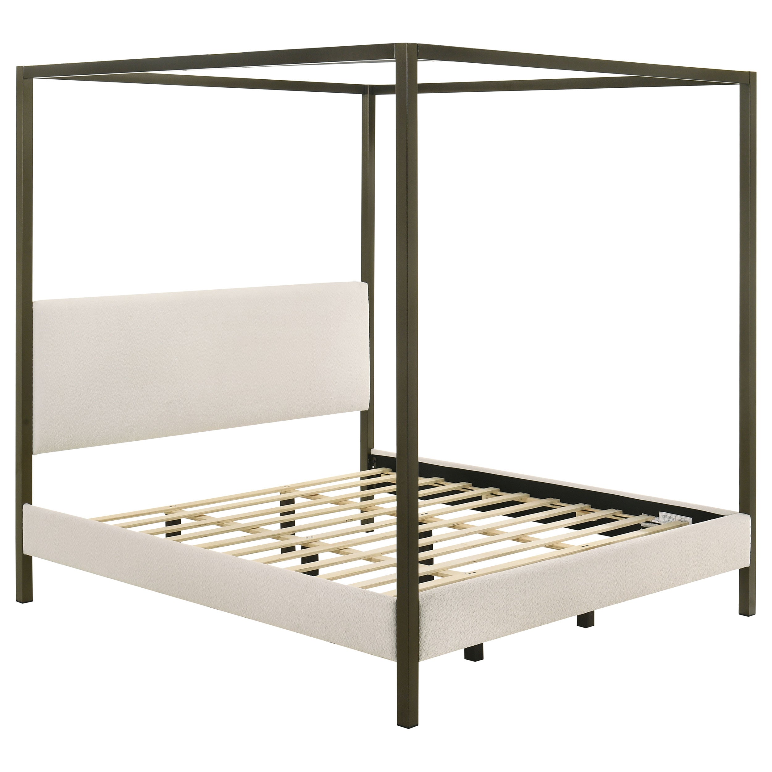 Best Furniture Outlet - Coaster - Monroe Upholstered Eastern King Canopy Bed Vanilla - 300834KE