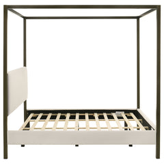 Monroe Upholstered Eastern King Canopy Bed Vanilla