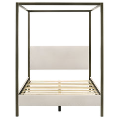 Monroe Upholstered Queen Canopy Bed Vanilla