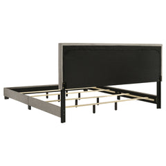 Dorian Fabric Upholstered Eastern King Panel Bed Taupe