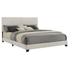 Best Furniture Outlet - Coaster - Dorian Fabric Upholstered Eastern King Panel Bed Cream - 300852KE