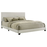 Best Furniture Outlet - Coaster - Dorian Fabric Upholstered California King Panel Bed Cream - 300852KW