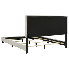 Dorian Fabric Upholstered Queen Panel Bed Cream