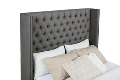 Bancroft Upholstered Eastern King Wingback Bed Grey