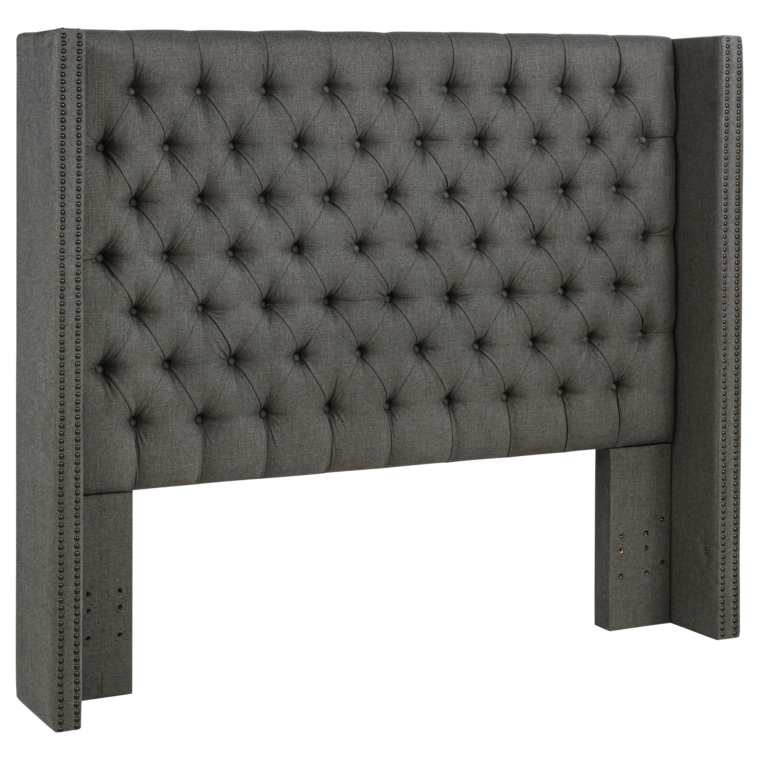 Best Furniture Outlet - Coaster - Bancroft Upholstered California King Wingback Headboard Grey - 301405KWB1