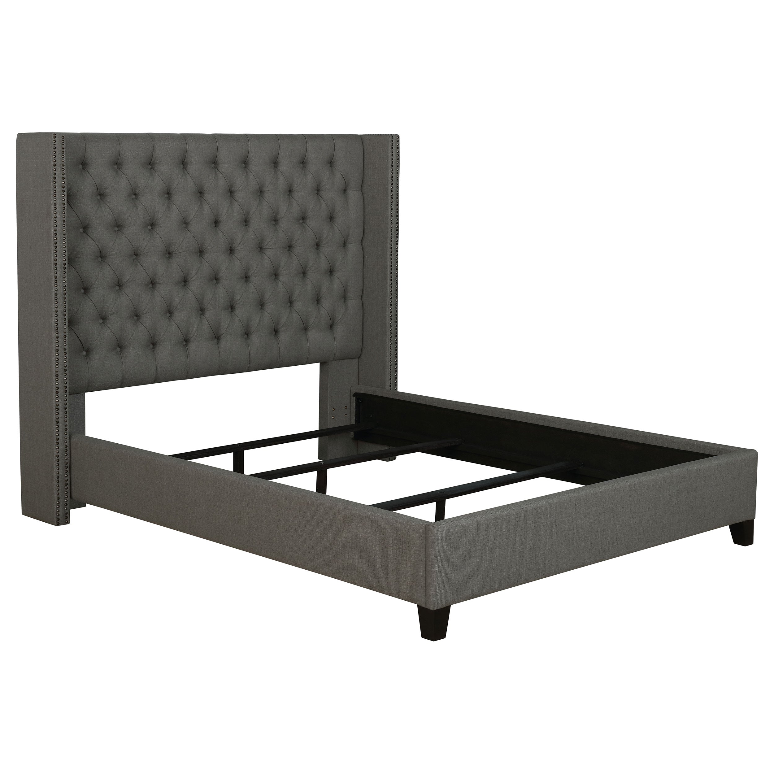 Best Furniture Outlet - Coaster - Bancroft Upholstered California King Wingback Bed Grey - 301405KW