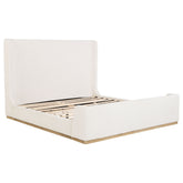 Best Furniture Outlet - Coaster - Nala Eastern King Bouclé Upholstered Platform Bed Cream - 302046KE