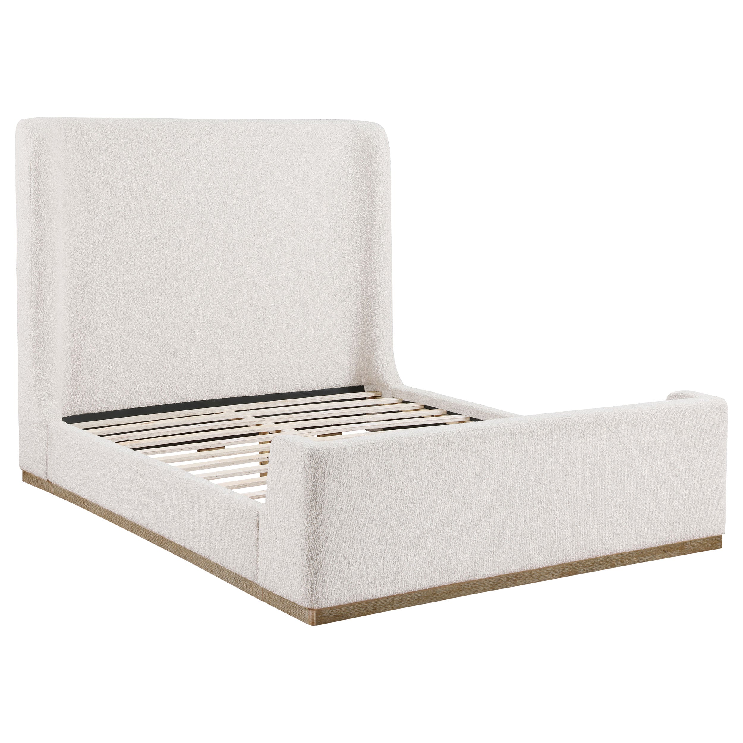Best Furniture Outlet - Coaster - Nala Queen Bouclé Upholstered Platform Bed Cream - 302046Q