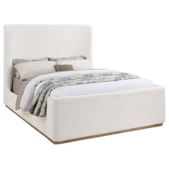 Nala Queen Bouclé Upholstered Platform Bed Cream