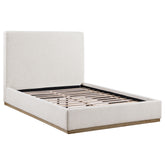 Best Furniture Outlet - Coaster - Knox Queen Bouclé Upholstered Platform Bed Cream - 302053Q