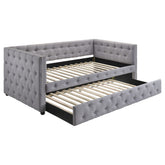 Best Furniture Outlet - Coaster - Mockern Upholstered Twin Daybed with Trundle Grey - 302161