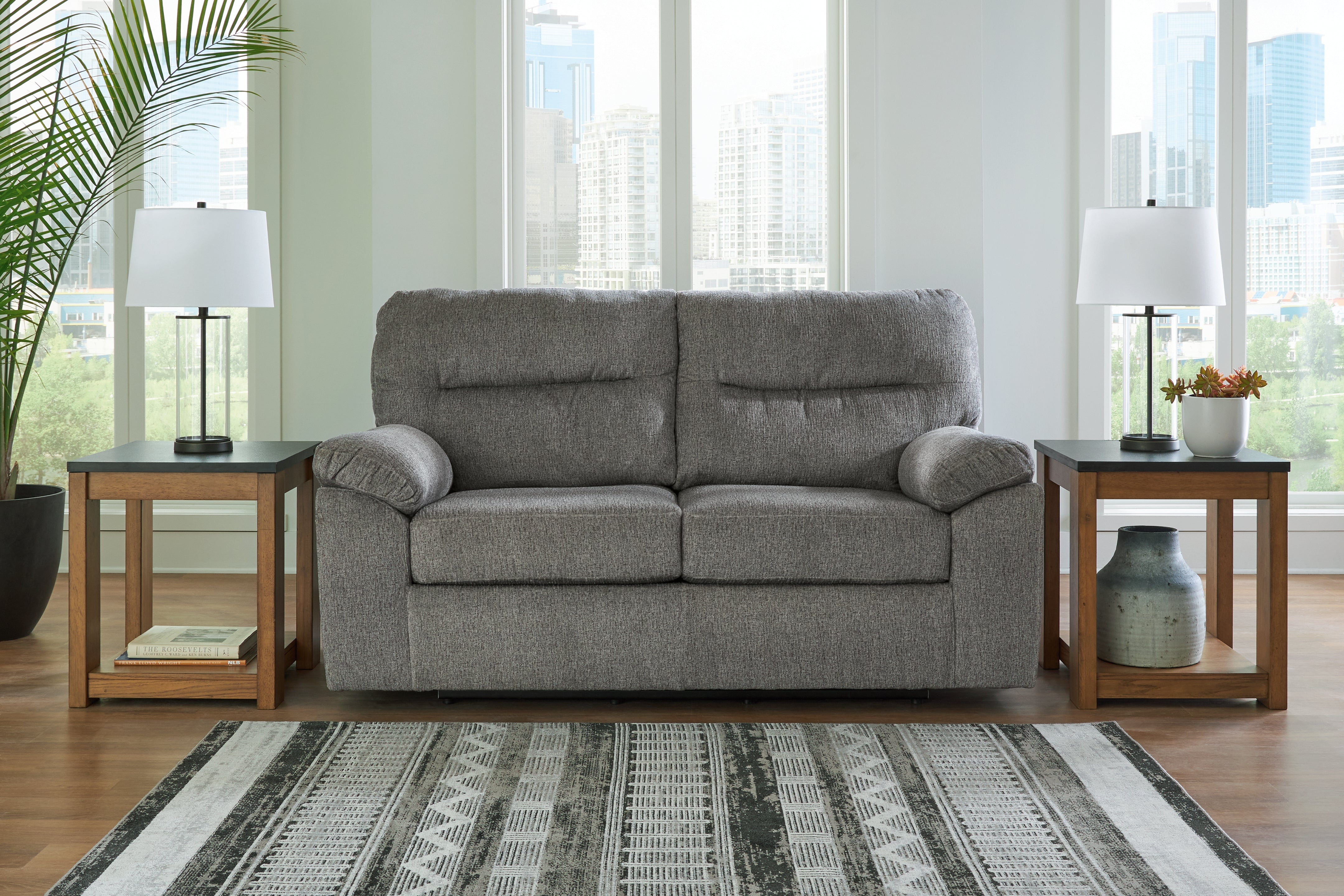Best Furniture Outlet - Ashley Furniture - Bindura Living Room - Glider Loveseat / Mineral - 3030578