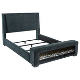 Best Furniture Outlet - Coaster - Preston Upholstered Eastern King Audio Flame Visualizer Bed Blue - 305821KE