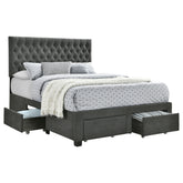 Best Furniture Outlet - Coaster - Soledad Upholstered Eastern King Storage Panel Bed Grey - 305877KE