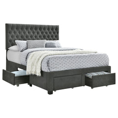 Best Furniture Outlet - Coaster - Soledad Upholstered Queen Storage Panel Bed Grey - 305877Q