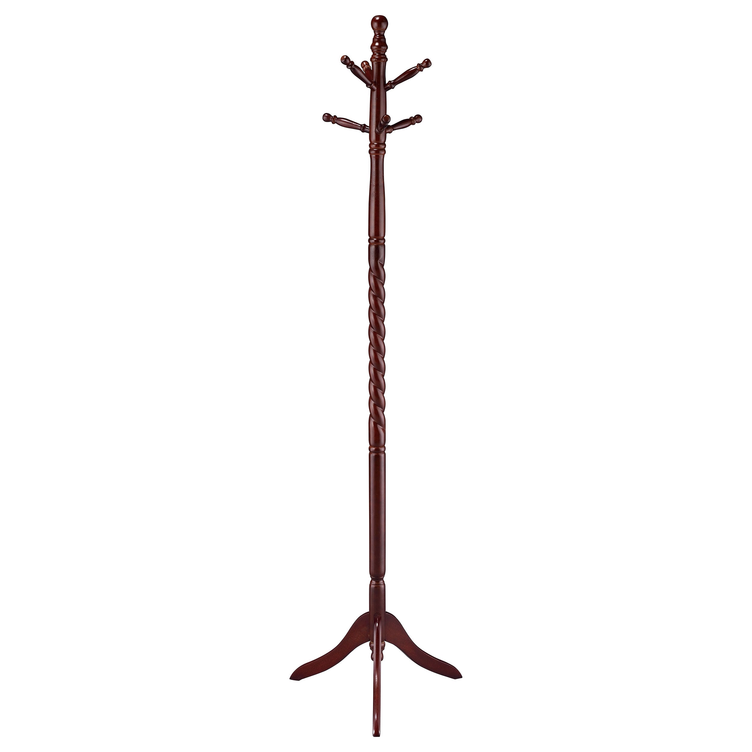 Best Furniture Outlet - Coaster - Riona 6 Hook Freestanding Wood Coat Rack Hat Hanger Merlot - 3058