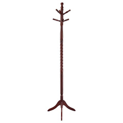 Best Furniture Outlet - Coaster - Riona 6 Hook Freestanding Wood Coat Rack Hat Hanger Merlot - 3058