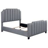 Best Furniture Outlet - Coaster - Fiona Upholstered Queen Panel Bed Light Grey - 306029Q
