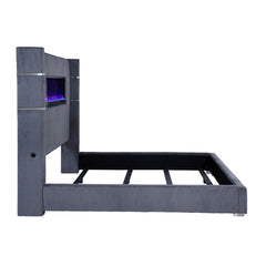 Tisdall Upholstered Eastern King Flame Visualizer Bed Grey