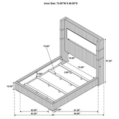Tisdall Upholstered Cal King Flame Visualizer Bed Grey