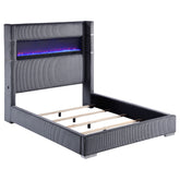 Best Furniture Outlet - Coaster - Tisdall Upholstered Queen Flame Visualizer Bed Grey - 306030Q