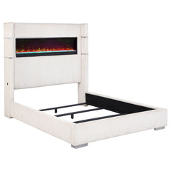 Best Furniture Outlet - Coaster - Tisdall Upholstered Cal King Flame Visualizer Bed Cream - 306032KW