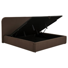 Best Furniture Outlet - Coaster - Anders Upholstered Eastern King Storage Lift Platform Bed Chocolate - 306037CHKE