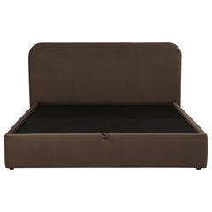 Anders Upholstered Eastern King Storage Lift Platform Bed Chocolate
