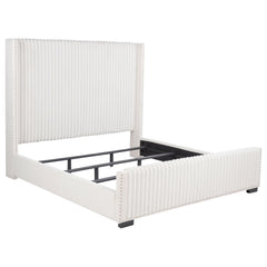 Best Furniture Outlet - Coaster - Natasha 65-inch Upholstered Eastern King Wingback Bed Cream - 306051KE
