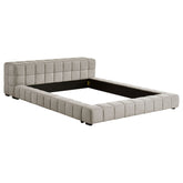 Best Furniture Outlet - Coaster - Trinity Upholstered Queen Platform Bed Light Taupe - 306121Q