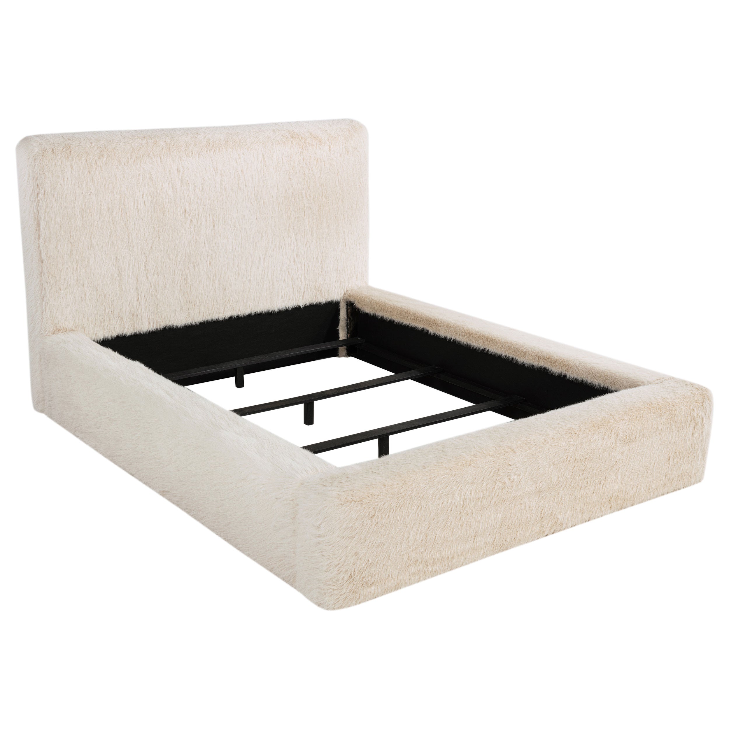 Best Furniture Outlet - Coaster - Rebecca Faux Fur Upholstered California King Bed Cream - 306141KW