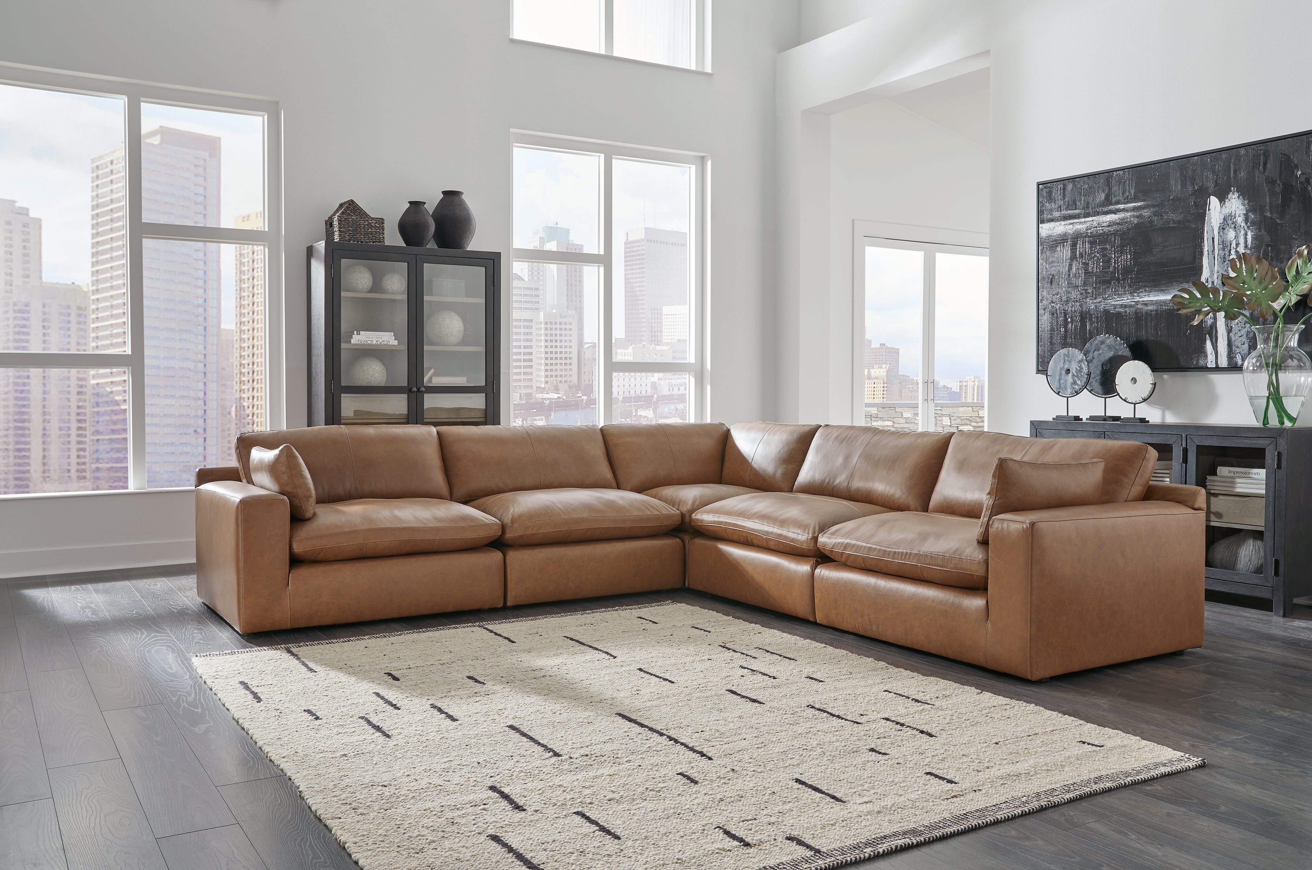 Best Furniture Outlet - Ashley Furniture - Emilia Sectional - RAF 5-Piece Sectional / Caramel - 30901S4