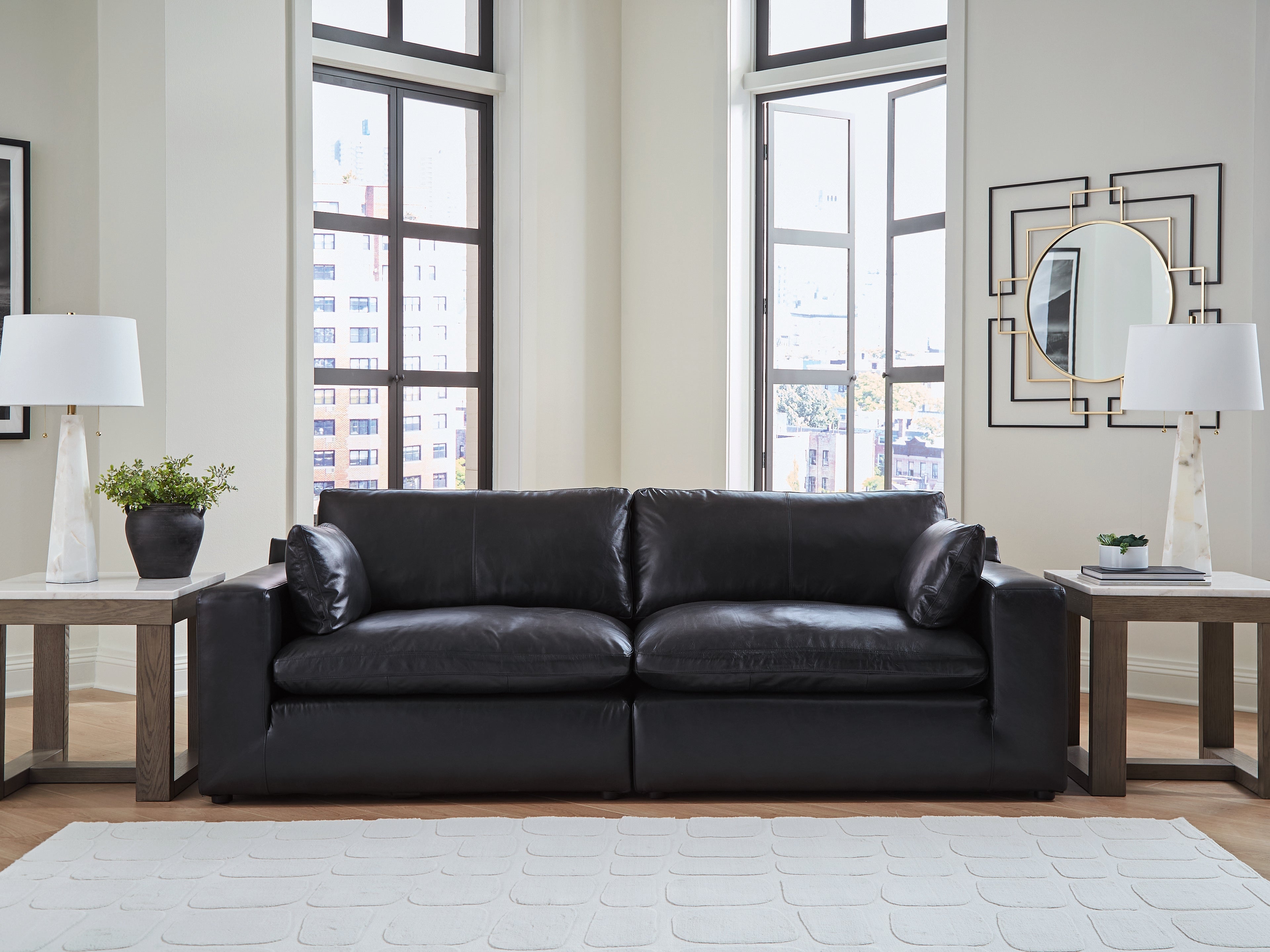 Best Furniture Outlet - Ashley Furniture - Emilia Sectional - RAF 2-Piece Sectional Loveseat / Black - 30902S1