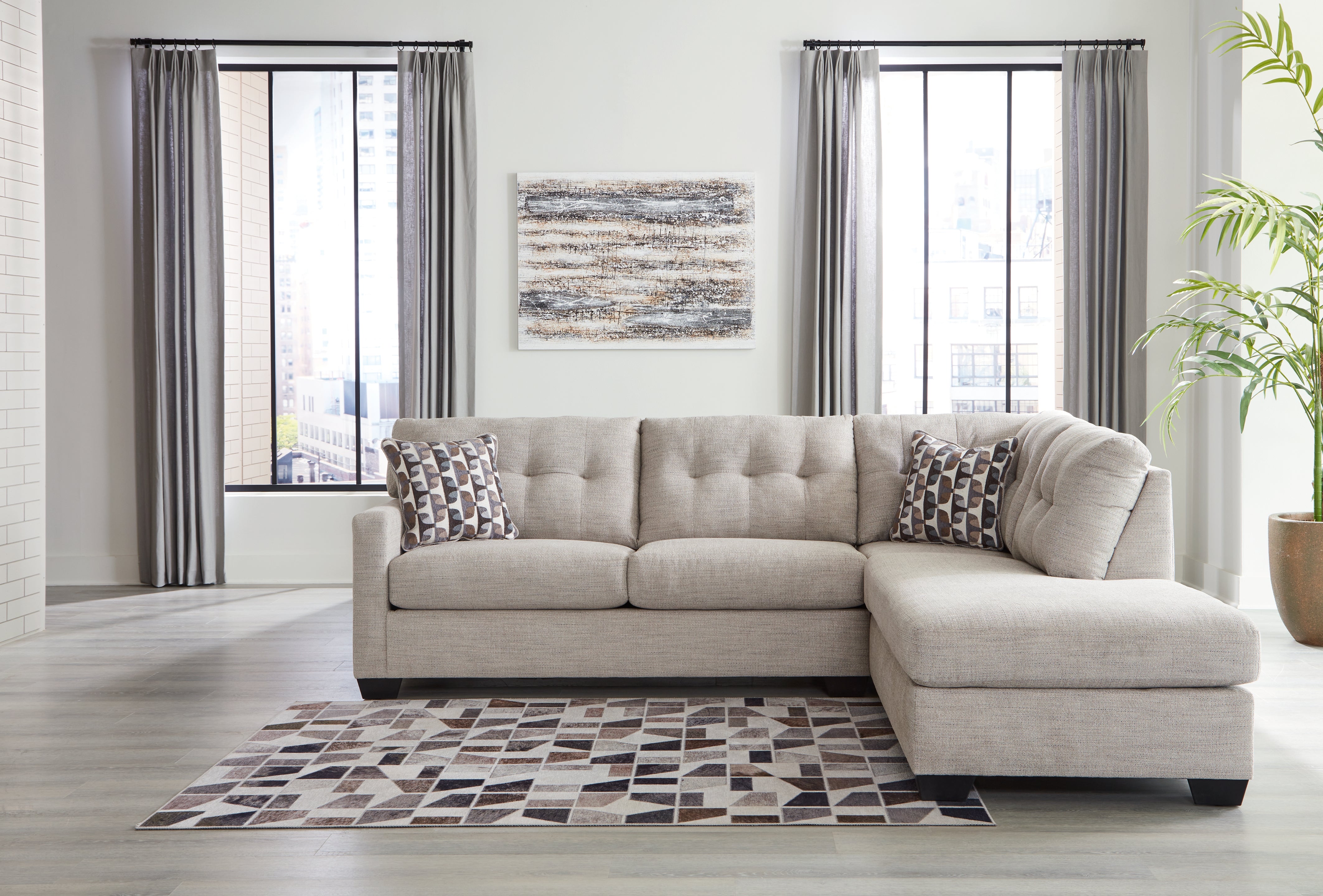 Best Furniture Outlet - Ashley Furniture - Mahoney Sectional - LAF 2-Piece Sectional with Chaise / Pebble - 31004S2