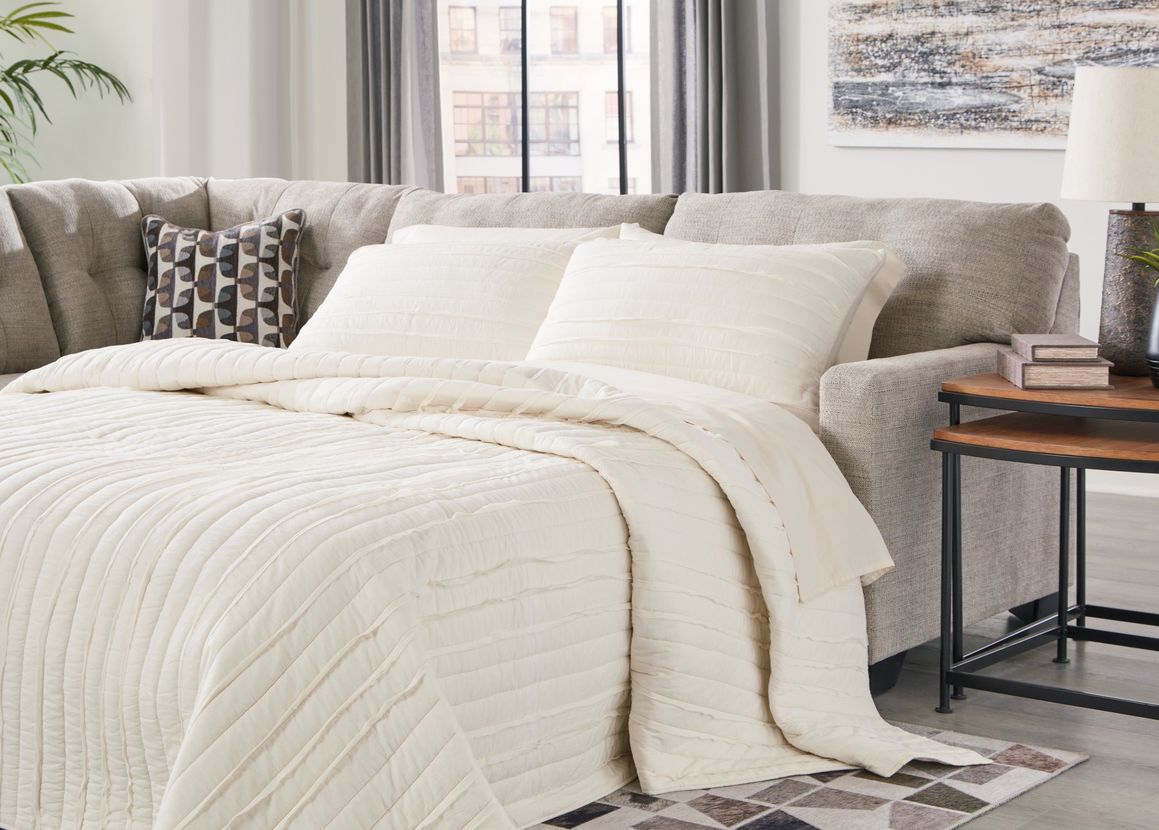 Best Furniture Outlet - Ashley Furniture - Mahoney Sectional - RAF 2-Piece Sleeper Sectional with Chaise / Pebble - 31004S3