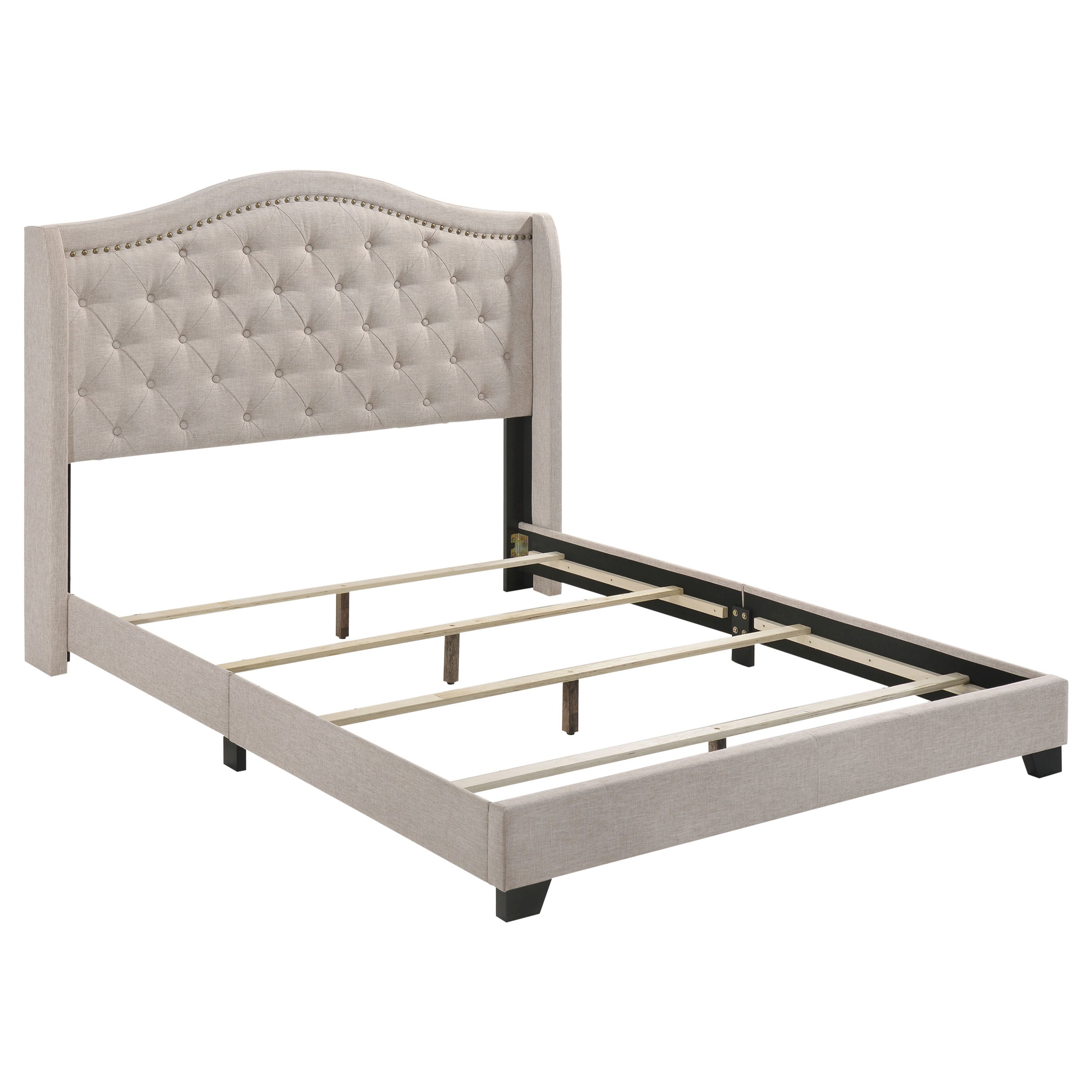 Best Furniture Outlet - Coaster - Sonoma Upholstered Queen Wingback Bed Beige - 310073Q