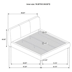 Mokena 46-inch Upholstered Eastern King Platform Bed Taupe