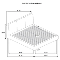 Mokena 46-inch Upholstered California King Platform Bed Taupe