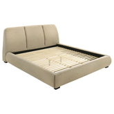 Best Furniture Outlet - Coaster - Mokena 46-inch Upholstered Eastern King Platform Bed Brown - 310091KE