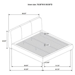 Mokena 46-inch Upholstered Eastern King Platform Bed Brown