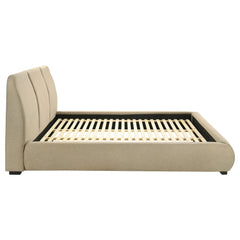 Mokena 46-inch Upholstered California King Platform Bed Brown