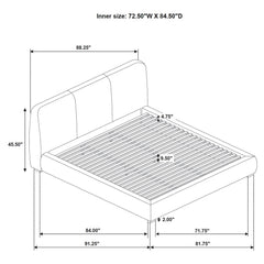 Mokena 46-inch Upholstered California King Platform Bed Brown
